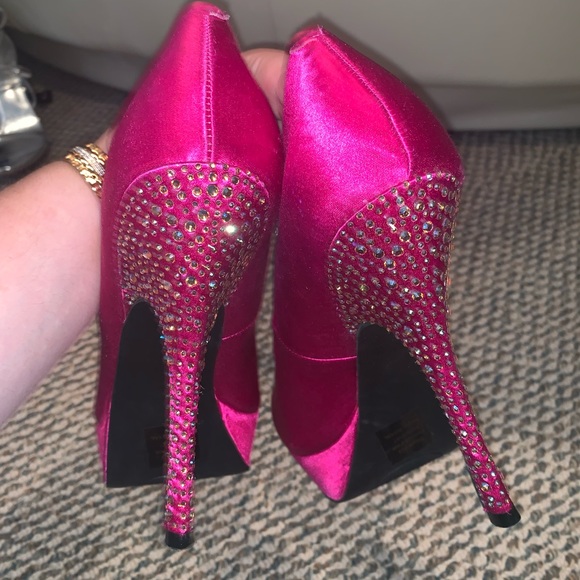 pink rhinestone heels
